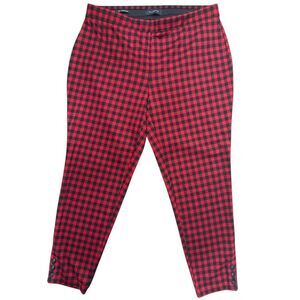 Talbots EUC Ankle Snap Plaid Ponte Leggings Red and Black Size: 1X